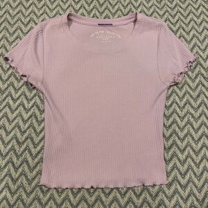 Aeropostale The OG Tee Collection Ribbed Shrunken Tee – Mauve Pink (Small)